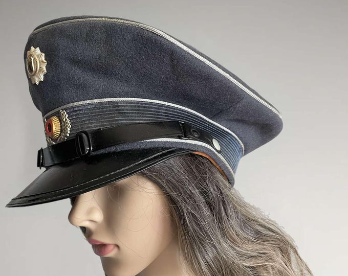 Original West Berlin Police Cap Carl Halfar Size 58 cm Vintage Retro 50s 60s 70s