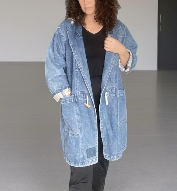 Vintage Men's Denim Coat TAKANO Continental Clothing – 80s/90s Oversized Style Jeans Size M Medium