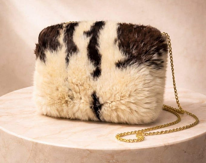 Rabbit Fur Muff Vintage Retro Measuring 25 x 22 cm Elegance Luxury Style 60s 1960s 70s 1970s