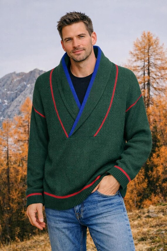 Vintage Men's Sweater MEXX Y2K 2000s size M Label RN 66283 CA 07558 acryl wool Winter Fashion Dark Green