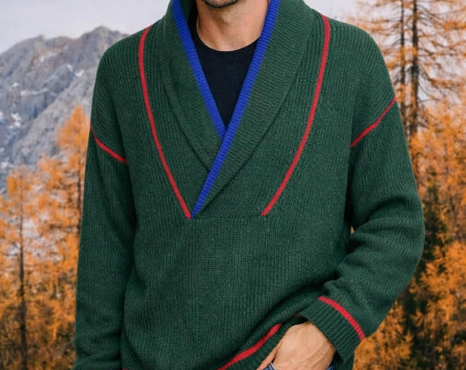 Vintage Men's Sweater MEXX Y2K 2000s size M Label RN 66283 CA 07558 acryl wool Winter Fashion Dark Green