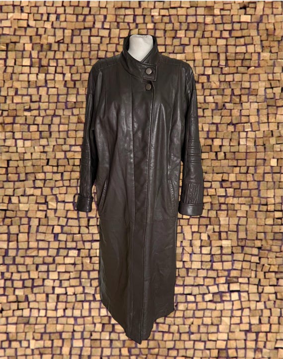 Unique vintage women's coat by Stadick 1960s 60s 1970s 70s genuine lamb leather Brown XL