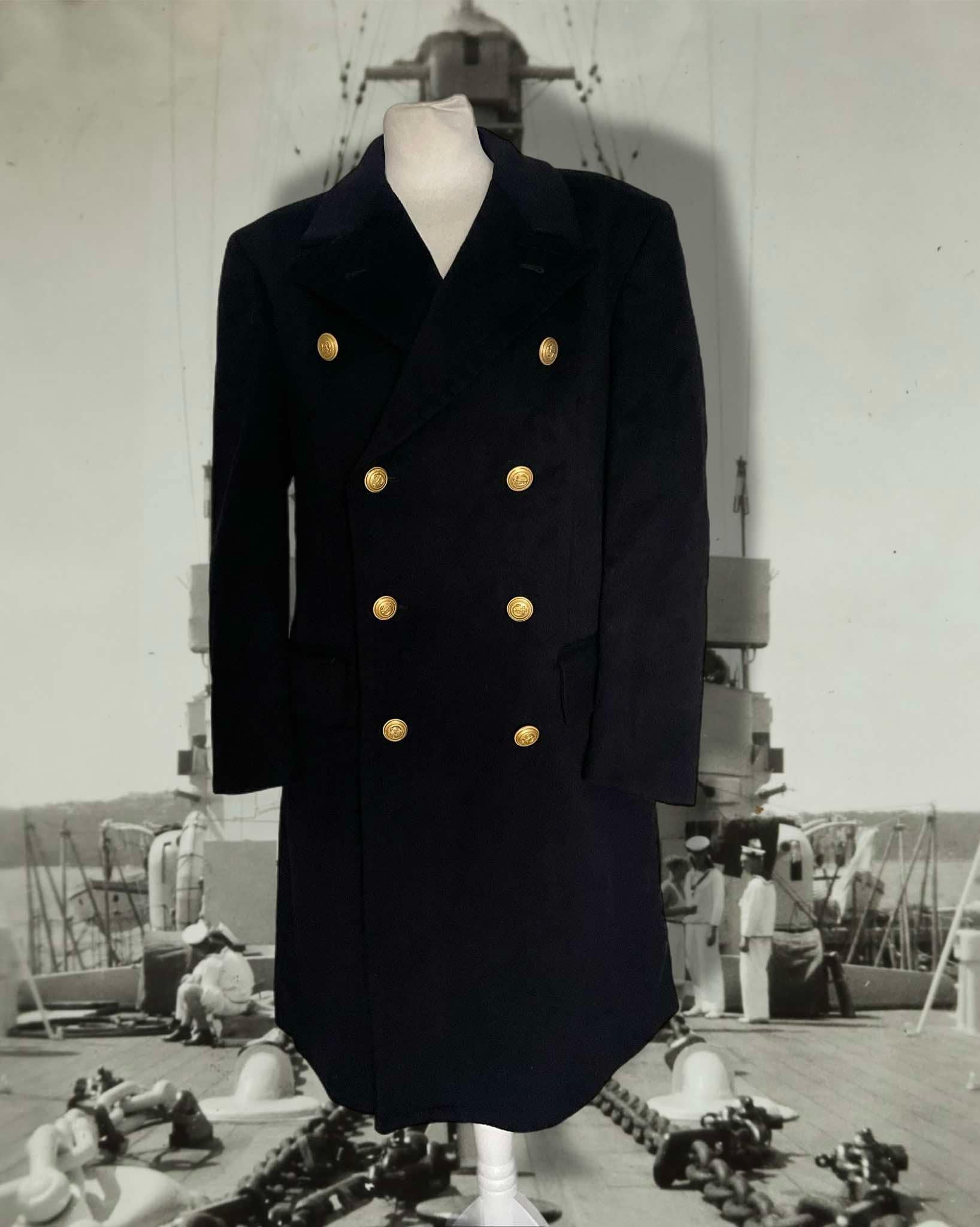 Original 1970s Men's Military Coat – Marina Militare Italiana Large Size  Vintage Wool Coat Black L