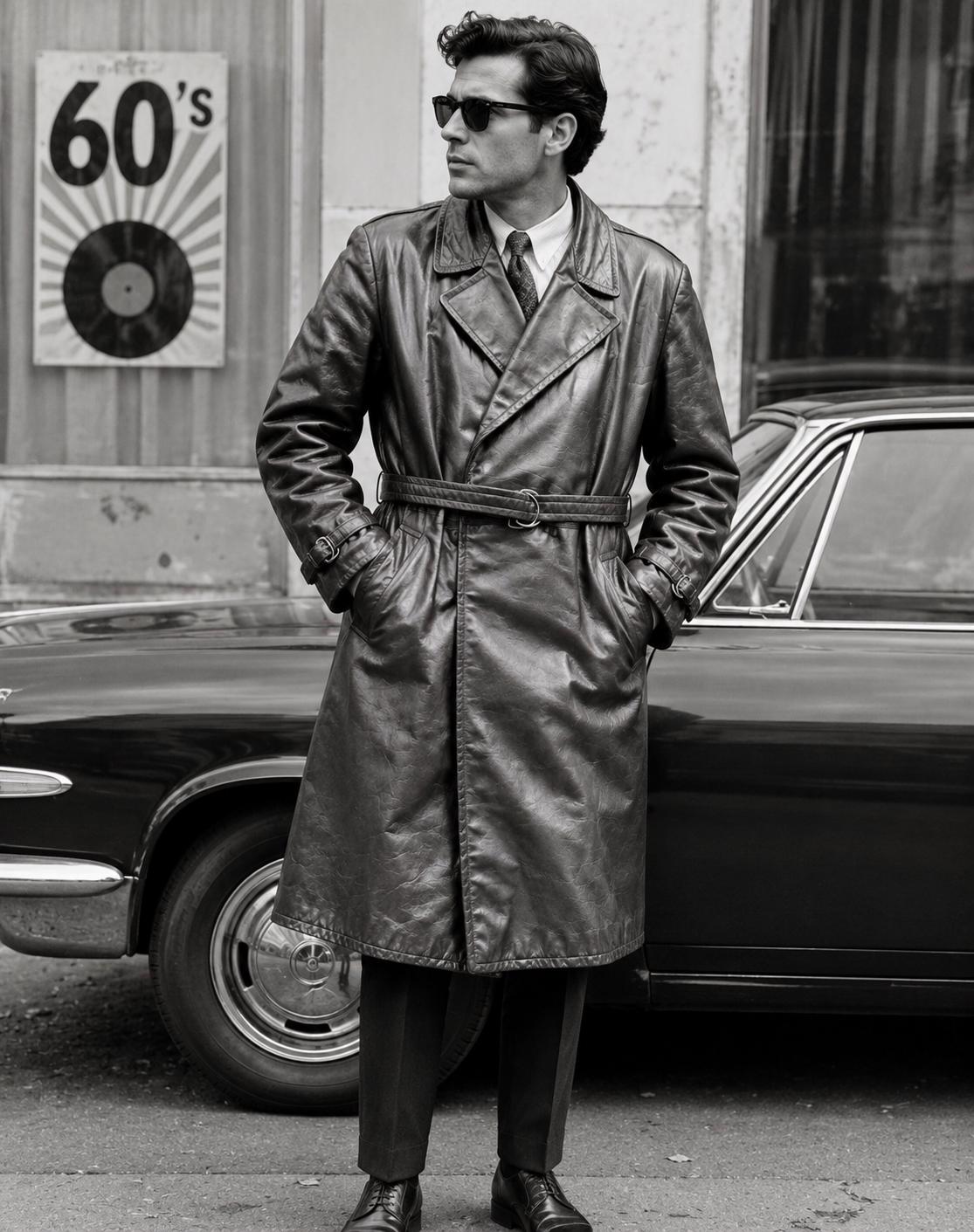 Vintage Motorcycle Mens Leather Coat GALA 60s 70s 1960 1970