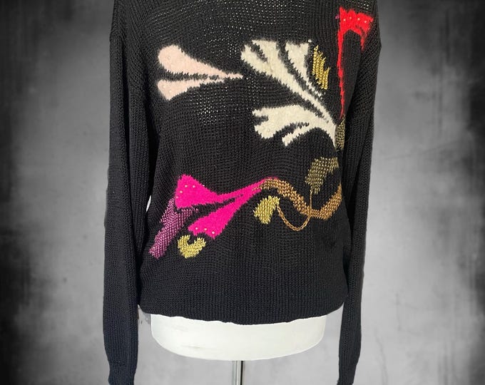 Women's Sweater Vintage Capriccio size EU 42 IT 46 Retro 90s 1990s Black
