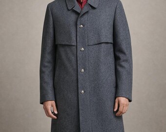 Vintage Mens Wool Coat Hottl XL X-LARGE 80s 1980s 90s 1990s 80% schurwool Trachten  Loden Salzburger Grey Colour