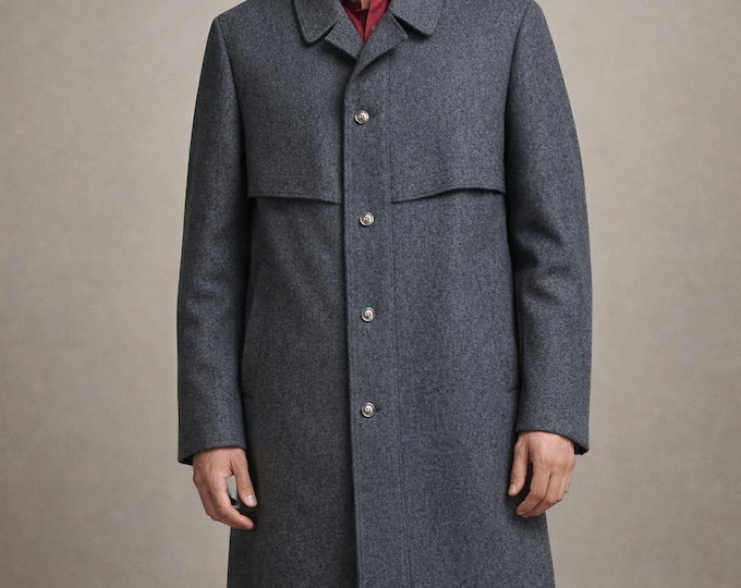 Vintage Mens Wool Coat Hottl XL X-LARGE 80s 1980s 90s 1990s 80% schurwool Trachten  Loden Salzburger Grey Colour