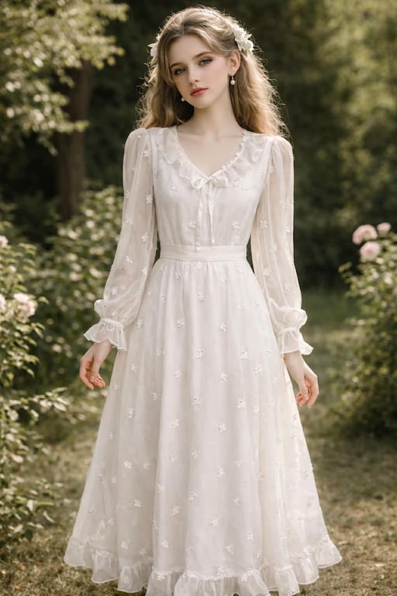 Vintage Lohrengel Modell Wedding Dress, Size S (36) Small 1980s 1990s