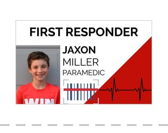 Personalized Child's Name Badge for Pretend Play - First Responder