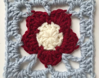 Tudor Rose Granny Square Crochet Pattern