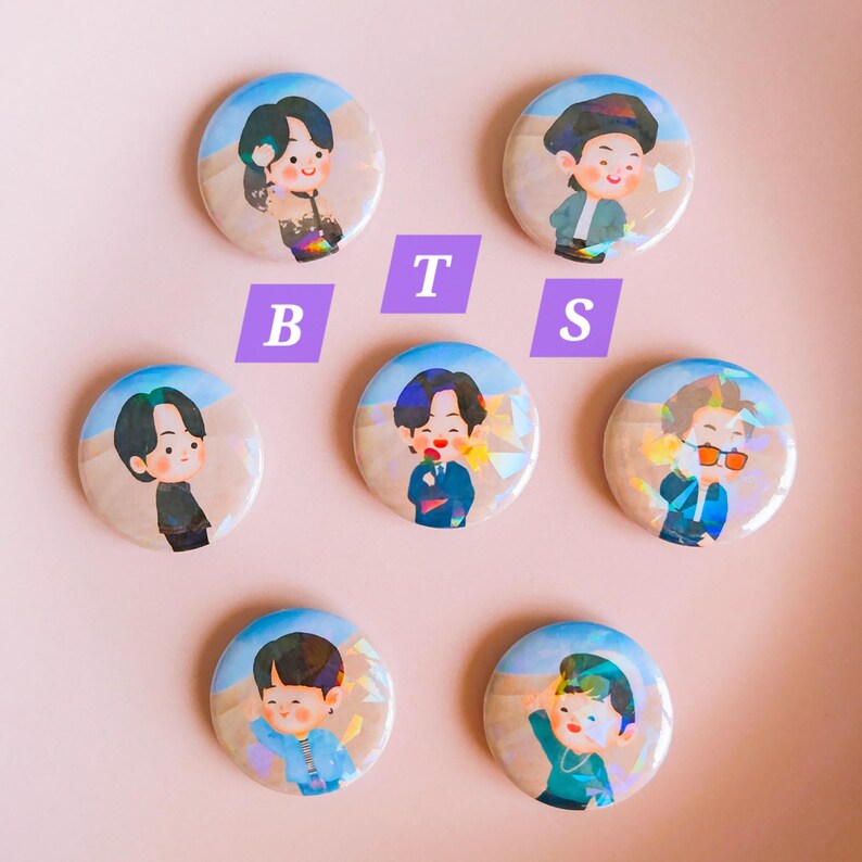 Set of 7 BTS yet to Come Pinback Buttons, BANGTAN Button Badge, BTS ...