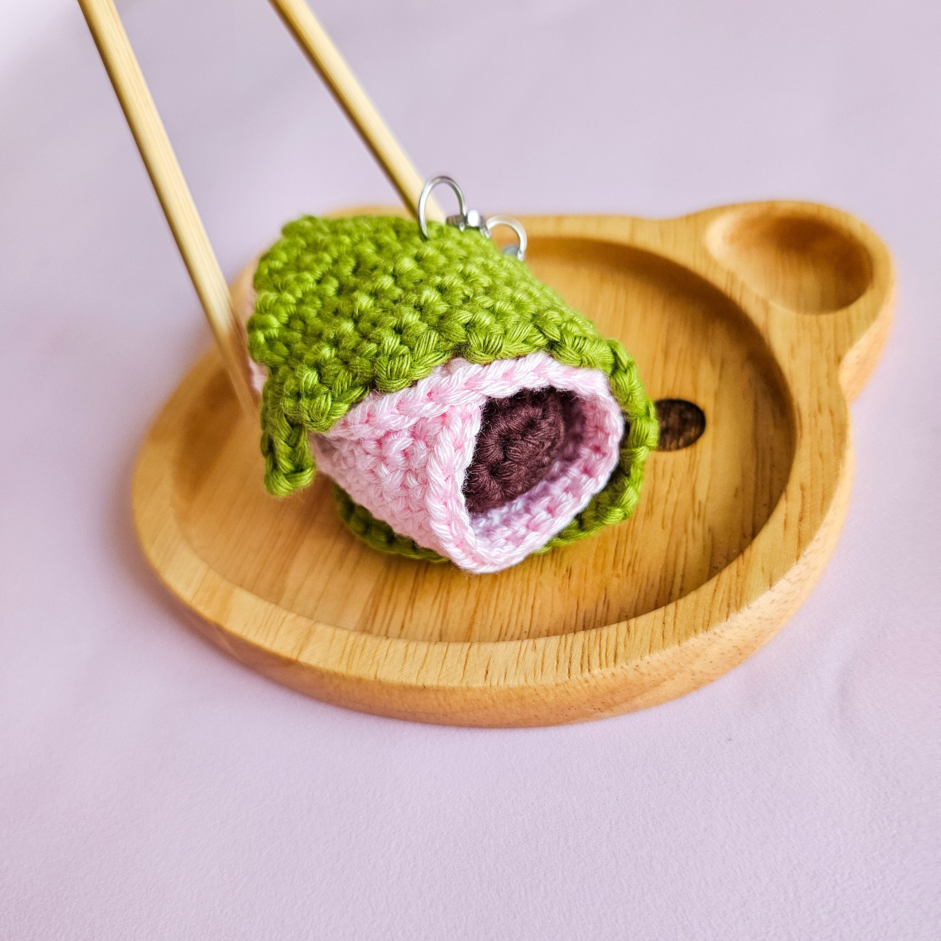 Crochet Sakura Mochi Keychain, Crochet Taiyaki Keychain, Crochet