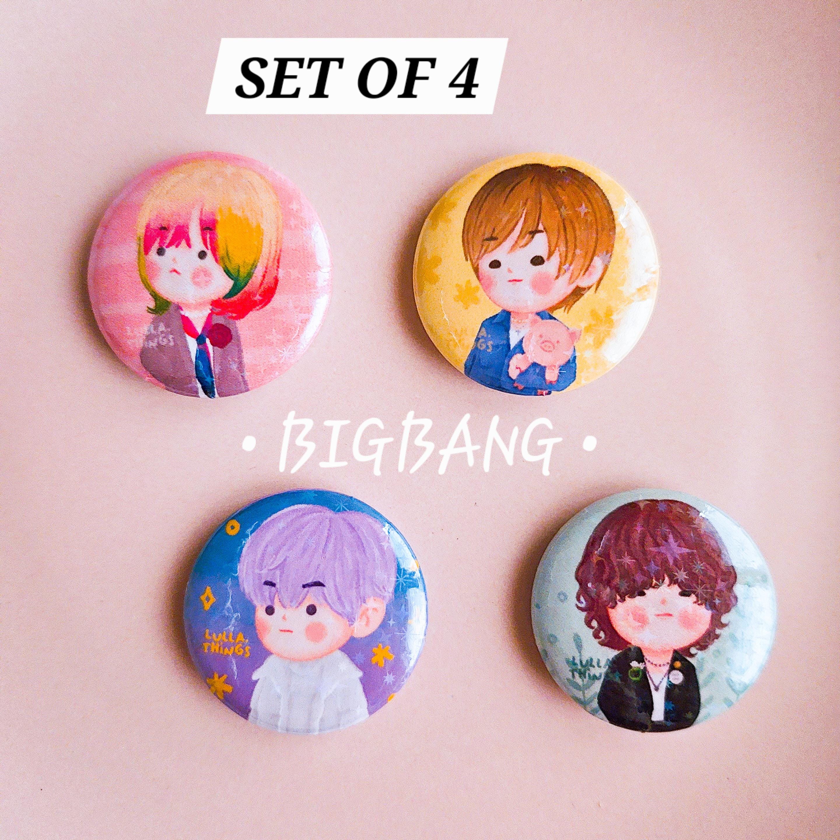 SET OF 4 Button Pins Bigbang G-DRAGON T.O.P Taeyang Daesung Still