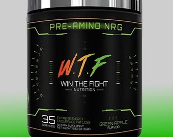 Win The Fight –BCAA Pre workout AMINO - Gym Energy Boost Supplement - Green Apple & Fruit Roll Up