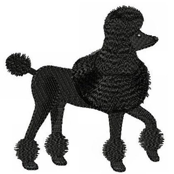 Medium Black Poodle Machine Embroidery Design 5 x 7 Hoops including Singer Futura.