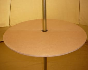 Bell Tent Pole Table - fully adjustable (25-50mm dia. Poles). Glamp Yourself, variable designs.