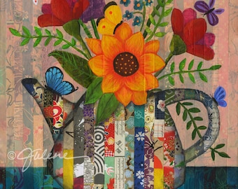 Teapot, Flowers & Butterflies - limited edition print