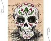 Sugar Skull Original ACEO 2.5x3.5 Day of the Dead Artist Trading Card