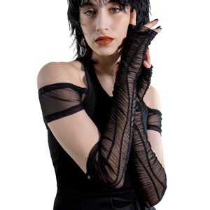 Black Mesh Warmers | Black Lace Gloves | Goth Long Gloves | Evening Gloves | Emo Mesh Gloves | Mesh Warmer | Mesh Gloves | Y2K Warmer | Arm Warmers