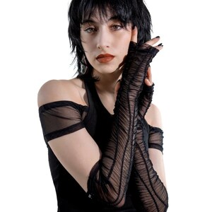 Black Mesh Warmers | Black Lace Gloves | Goth Long Gloves | Evening Gloves | Emo Mesh Gloves | Mesh Warmer | Mesh Gloves | Y2K Warmer | Arm Warmers