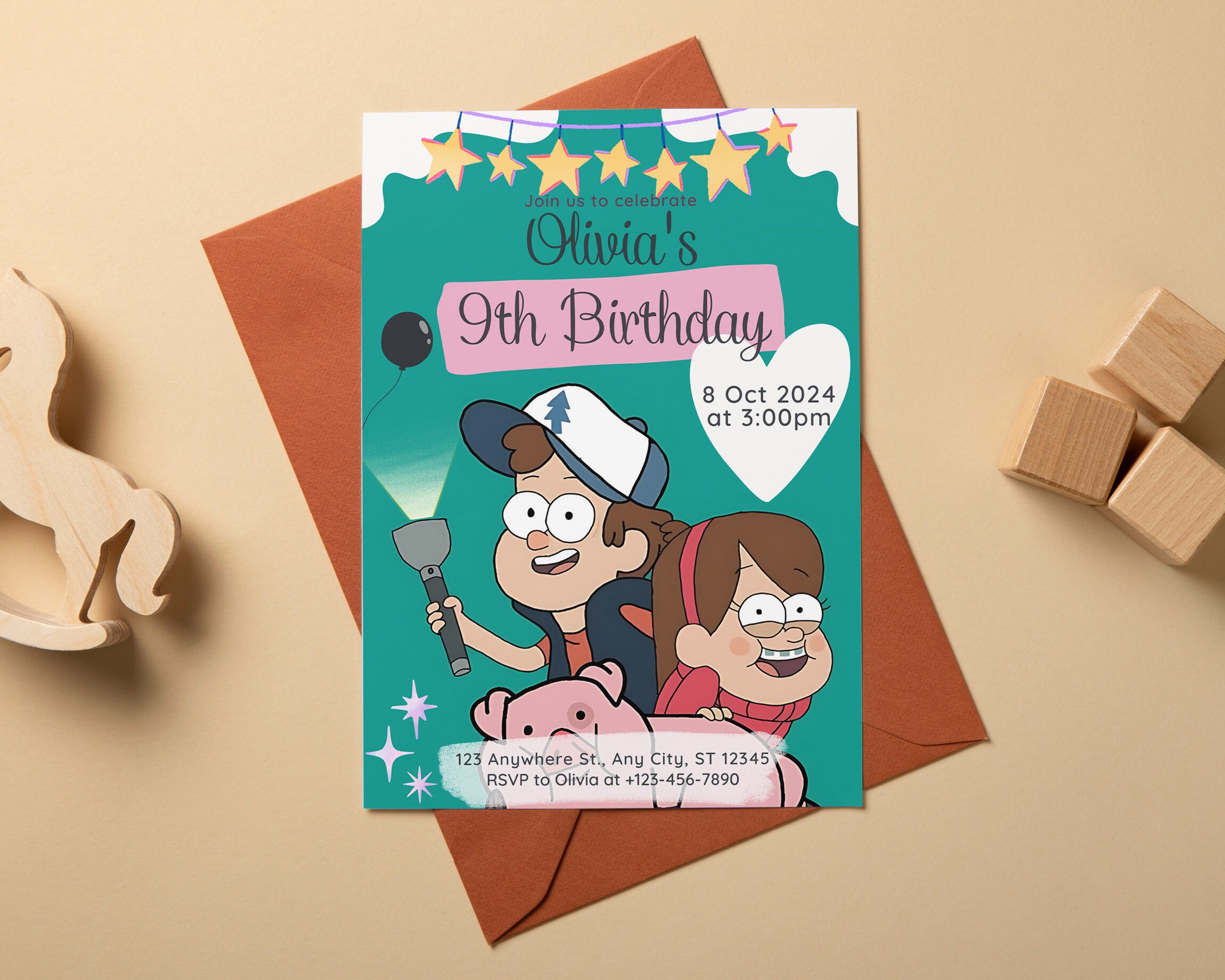Gravity Falls Invitation, Gravity Falls Birthday Invite, Gravity Falls ...