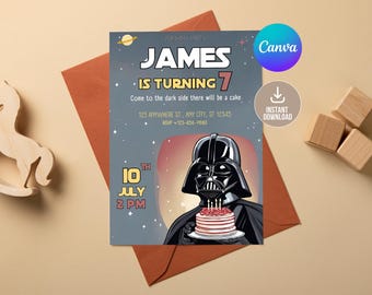 Editable Star War Birthday Invitation Template, Printable Birthday Party Invitation, Digital Kids Party Invite Template, Starwars Bday Card