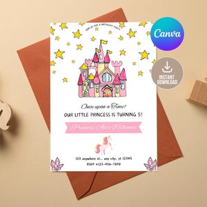 Editable Princess Birthday Invitation, Princess Invitation, Princess Party Invitation, Girl  Birthday Party Theme Invite Digital