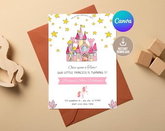 Editable Princess Birthday Invitation, Princess Invitation, Princess Party Invitation, Girl  Birthday Party Theme Invite Digital