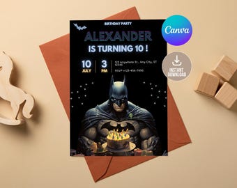 Bearbeitbare Fledermaus-Superheld-Einladung Digital, druckbare Fledermaus Kerl-Geburtstagsfeier-Einladung, Superheld Geburtstag, Fledermaus-Junge-Party einladen, Junge Geburtstag