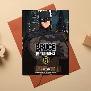 Edytowalne zaproszenie na imprezę urodzinową Bat Superhero, drukowane zaproszenie na imprezę urodzinową Bat Guy, urodziny superbohatera, zaproszenie na imprezę Bat Boy, urodziny chłopca