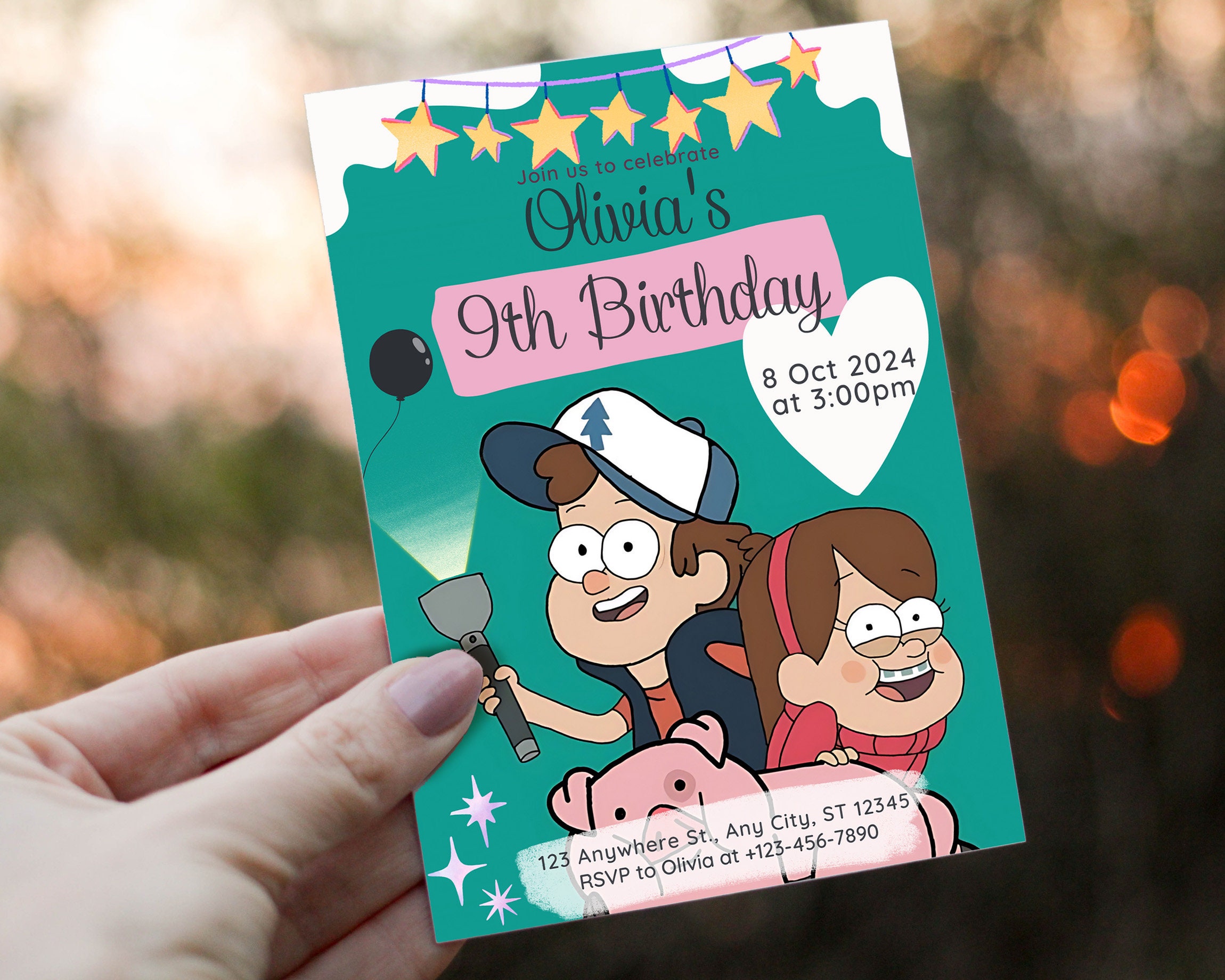 Gravity Falls Invitation, Gravity Falls Birthday Invite, Gravity Falls ...