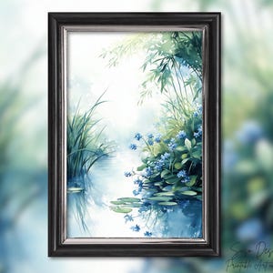 Descarga digital Oasis de Serenidad - Pinturas de primavera - Bienestar - Ambiente zen - Arte mural - Arte natural