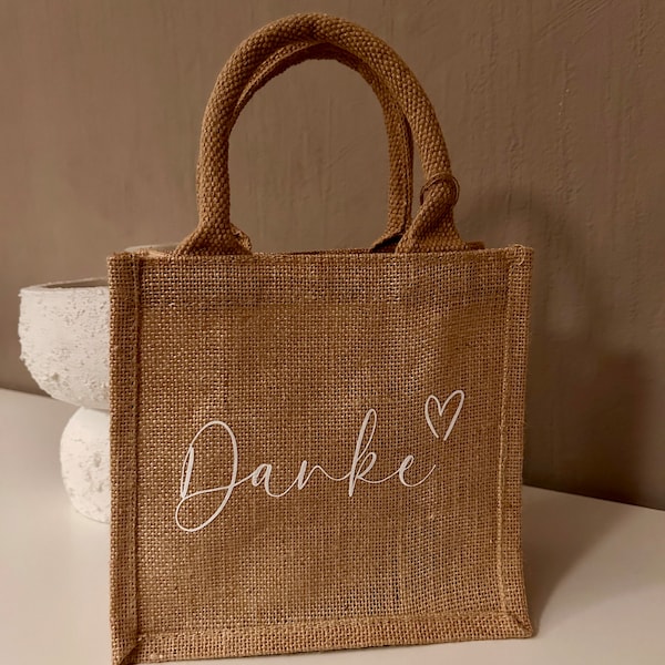 Danke - Jute Petite Tasche | Geschenktasche | Geschenk Idee | kleines Dankeschön | Gastgeschenk