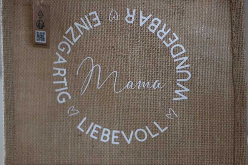 unique loving wonderful MAMA jute bag gift bag shopping bag beach bag gift idea Mother's Day image 3