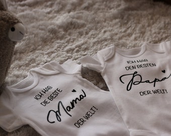 Babybody Set - beste MAMA + bester PAPA der Welt | Baby | Body | Geschenk | Geburt | Geburtstag | Baumwolle | Mutter-/ Vatertag | Babyparty