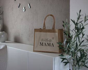 Weltbeste MAMA - Jute/ Baumwolle Tasche | Shopper | Markttasche | Einkaufstasche | Muttertag | Geschenktasche | Geschenk Idee