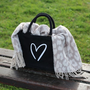 Herz Jute Gift Tasche Geschenktasche Markttasche Einkaufstasche Strandtasche Geschenk Idee Bild 3