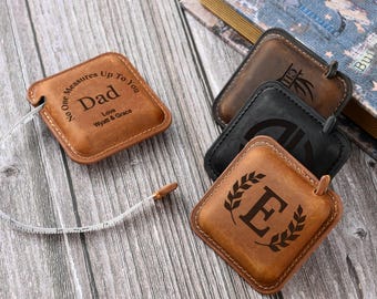 Personalized Leather Tape Measure, Engraved Father's Day Gift