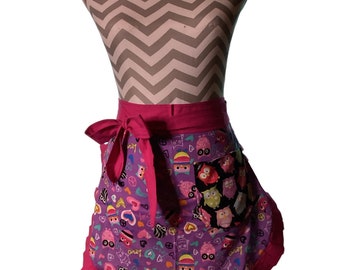 Owl half apron (hostess apron)