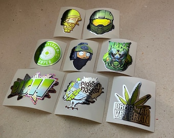 Green Set - x8 CSGO Stickers in real life Counter Strike 2 - Global Offensive decal Gamer Gift