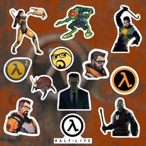 Confezione da x12 adesivi per videogiochi Half Life - adesivi in vinile di alta qualità per laptop da gioco, regalo per giocatori