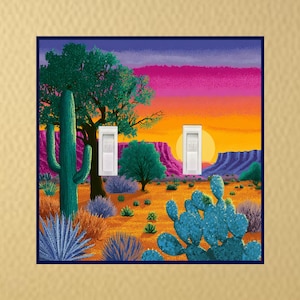 Southwestern Sunset Cactus Light Switch Plate rocker cover outlet blank housewarming gift for mom home decor lightswitch