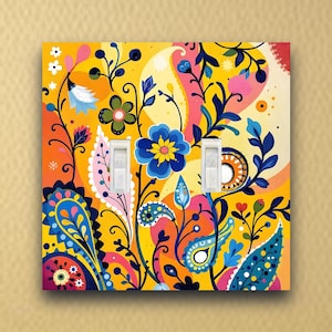 Vibrant Folk Art Floral light switch plate Wall Switch Plate outlet cover rocker switch plates light switch plate wall plate covers 001