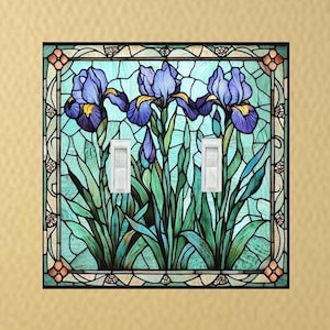 Stained Glass inspired Iris switch plate light switch plate Wall Switch Plate outlet cover rocker switch plates home decor wall plate