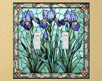 Stained Glass inspired Iris switch plate light switch plate Wall Switch Plate outlet cover rocker switch plates home decor wall plate
