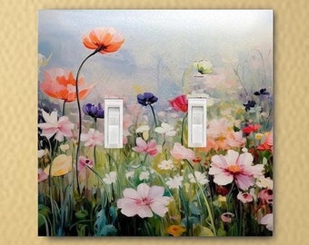 Wildflower Butterfly Garden Monet style outlet cover switch cover home decor switch plate electric wall plate rocker plate lightswitch plate