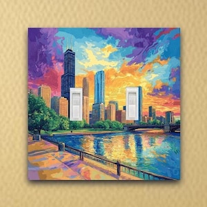 Beautiful City light switch plate outlet cover switch cover home decor switch plate wall plate rocker plate rocker switch