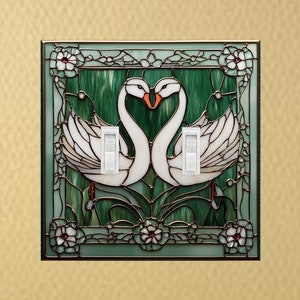 Art Nouveau Love Swans design switch plate cover outlet cover rocker plate light switch plate wall plate covers lightswitch plate