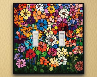 Stained glass Inspired Light Switch plates Electric wall plate Outlet plate Home Decor furnishings rocker plate Luminous Mosaic Great Gifts