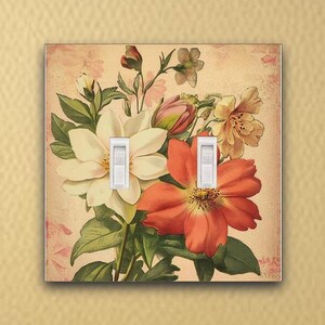 Vintage floral postcard light switch plate outlet cover switch cover home decor switch plate wall plate rocker plate rocker switch. VW01